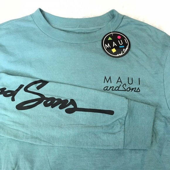 MAUI AND SONS BLUE LONG SLEEVE T-SHIRT SIZE S - Picture 1 of 7